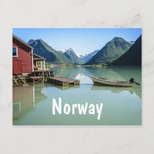 Fjord landscape in Norway text postcard