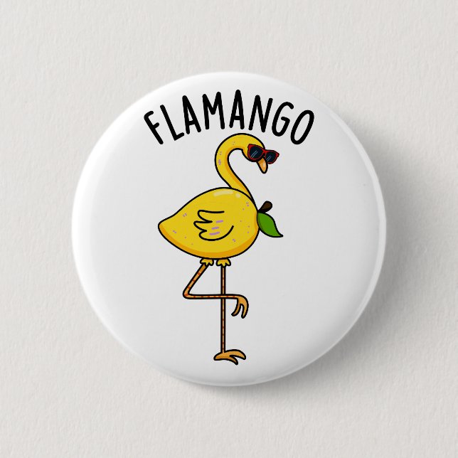 Fla-mango Funny Flamingo Pun  2 Inch Round Button (Front)