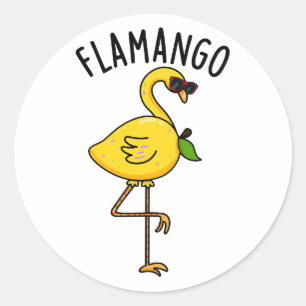 Fla-mango Funny Flamingo Pun  Classic Round Sticker