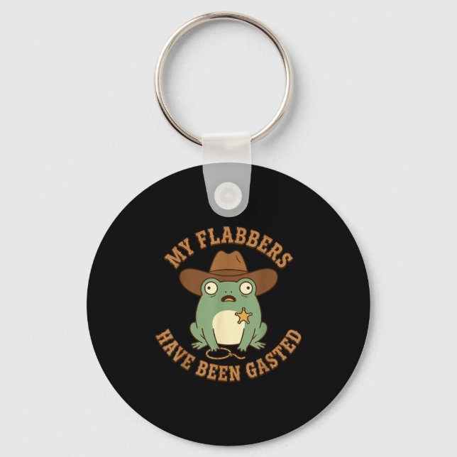 Flabbers have been gasted funny sheriff frog cowbo keychain (Front)