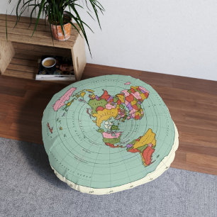 Flache Erde Karte Kissen - Einzigartiges Dekorativ Round Pillow