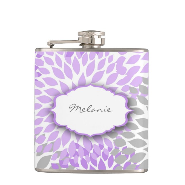 Flacon d'alcool personnalisé Purple Grey Dahlia av (Devant)