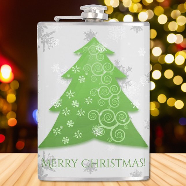 Flacon d'arbre de Noël Festif Vert (Green Festive Christmas Tree Flask)
