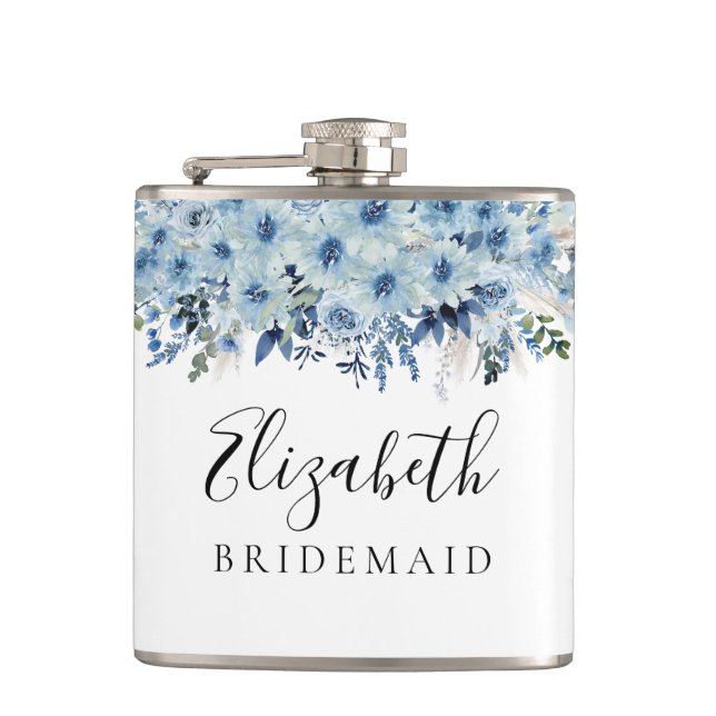 Flacon de Fête des mariées Florale Boho Bleu (Devant)