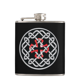 Flacon de liqueur métallique rouge noeud celtique