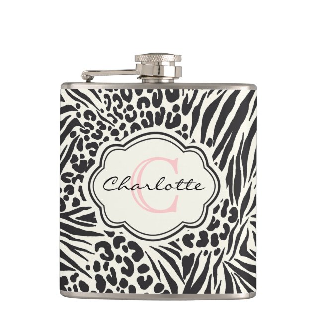 Flacon de monogramme personnalisé zébré glamour (Devant)
