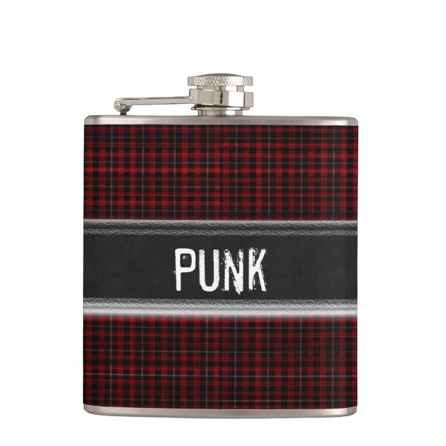 Flacon de monogramme Plaid Punk Rock personnalisé (Devant)
