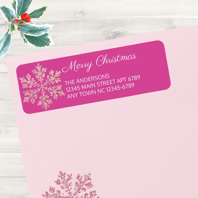 Flacon de neige Berry Bling officieux Noël Décontr (Add these deep rich pink return address labels to your essential Christmas mailing supplies)
