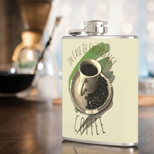 Flacon de soucoupes à soucoupes à café personnalis (flask front on angle)