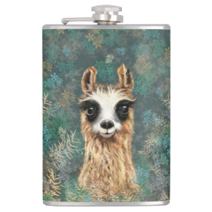 Flacon drôle avec Llama curieuse