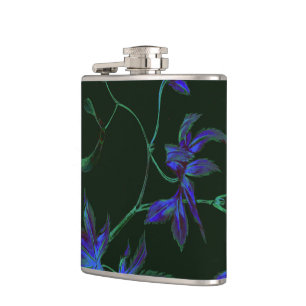 Flacon floral japonais profond bleu et vert