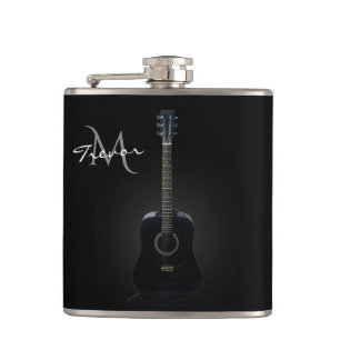 Flacon noir de musique de monogramme de guitare