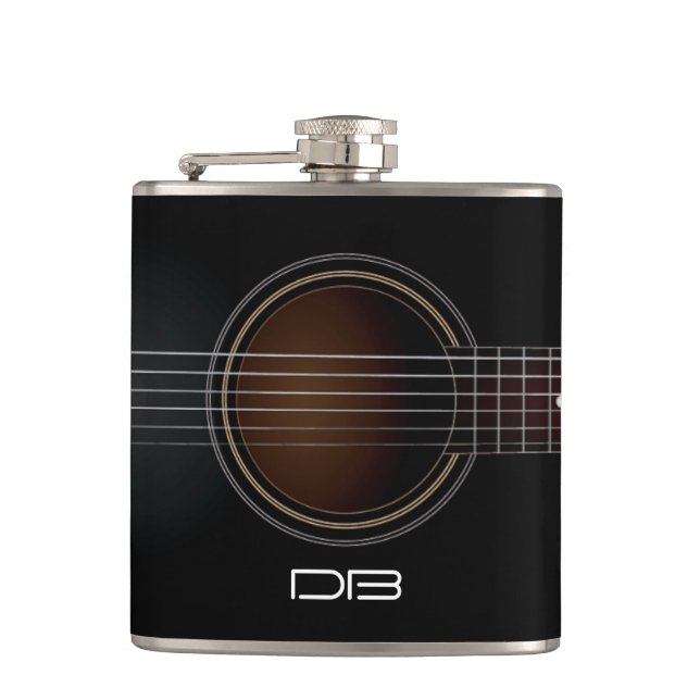 Flacon noir de musique de monogramme de guitare (Devant)