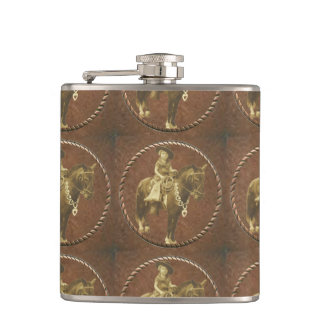 Flacon occidental de whiskey de cow-girl vintage