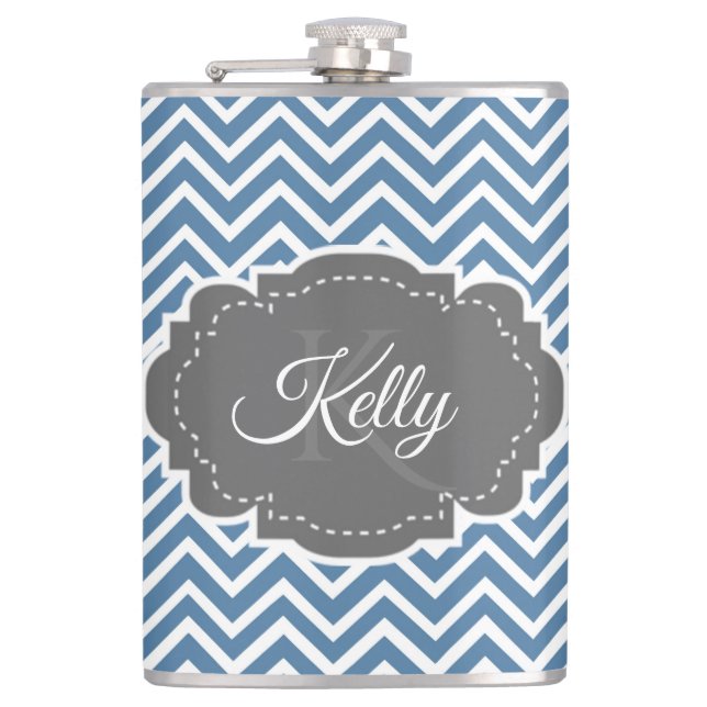 Flacon personnalisé bleu Chevron (Devant)