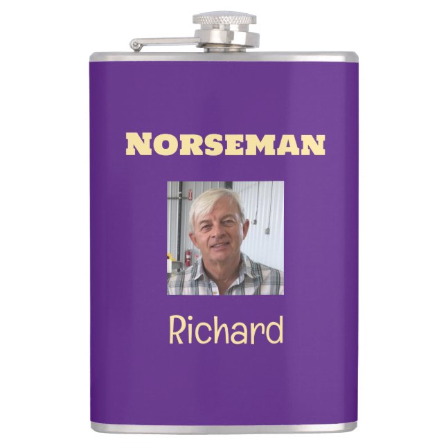 Flacon photo personnalisé pourpre et doré Norseman (Devant)