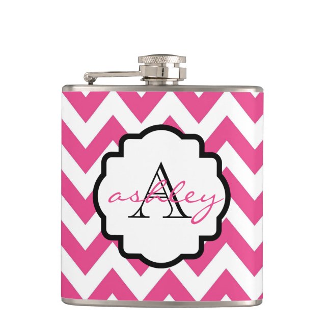 Flacon rose et blanc de monogramme de Chevron (Devant)