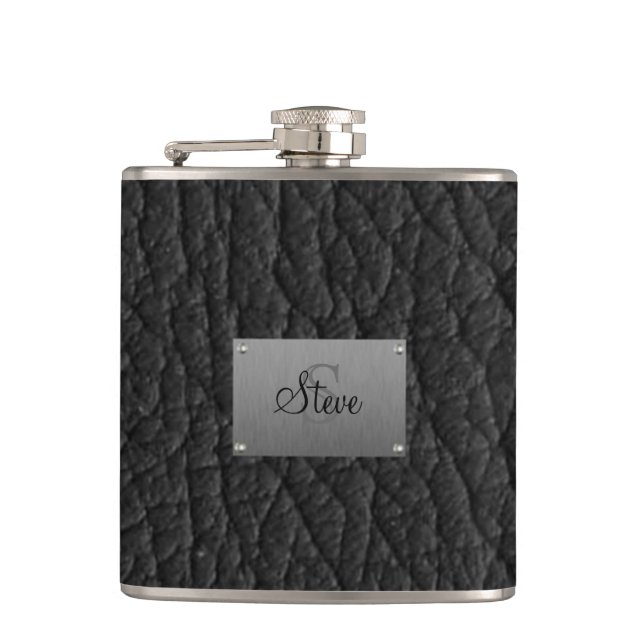 Flacon simili cuir noir de monogramme (Devant)