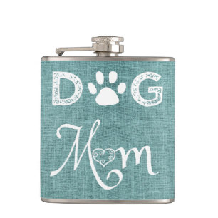 Flacon turquoise Burlap Chien Maman