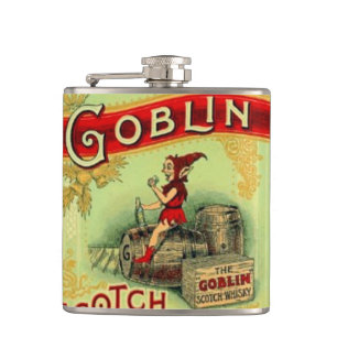Flacon vintage de hanche d'étiquette de whiskey d