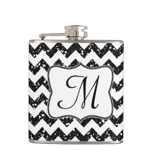 Flacon Whiskey Chevron Parties scintillant Blac mo