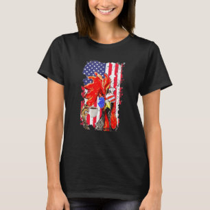 Flag American Chicken Tee Country Farm Farmer Men