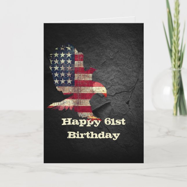 Flag and Bald Eagle for 61st Birthday  Card (Front)