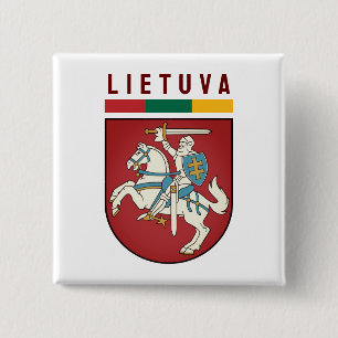 Flag and coat of arms of Lithuania 2 Inch Square Button