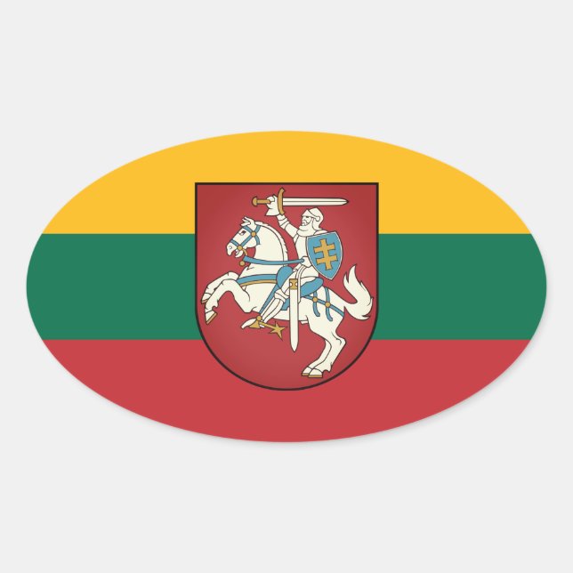 Flag and coat of arms of Lithuania Oval Sticker (Front)