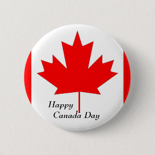 Flag and country pin. Canada red maple leaf flag. 2 Inch Round Button