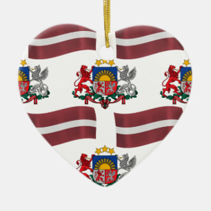 Flag and Crest of Latvia Ceramic Ornament