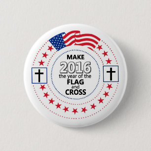 Flag and Cross 2 Inch Round Button
