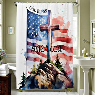 Flag and cross "God Bless America"