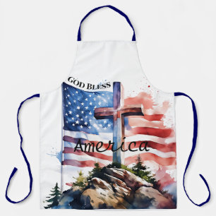 Flag and cross "God Bless America" Apron
