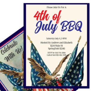 Flag and Eagle 4th of July BBQ Party Invitation