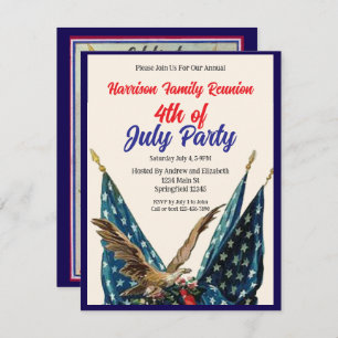 Flag and Eagle 4th of July Family Reunion Party Invitation