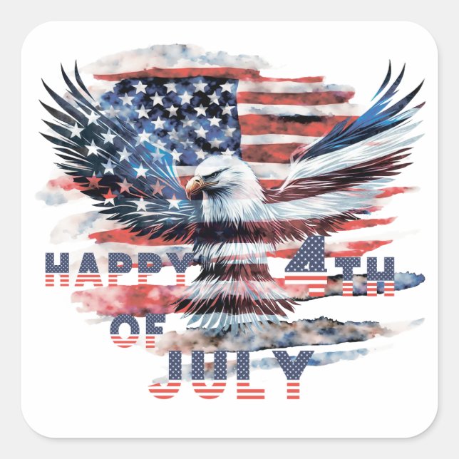Flag and eagle of the United States. Independence  Square Sticker (Front)