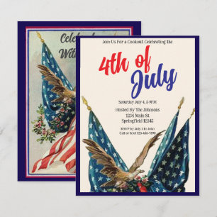 Flag and Eagle Patriotic 4th of July Cookout Party Invitation