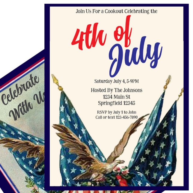 Flag and Eagle Patriotic 4th of July Cookout Party Invitation (Creator Uploaded)