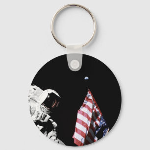 Flag and Earth Keychain