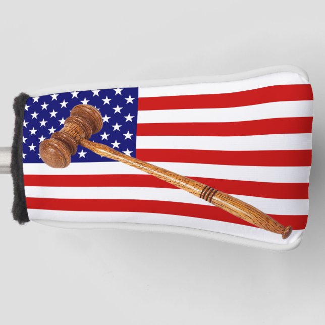 FLAG AND GAVEL GOLF HEAD COVER (Front)