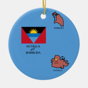 Flag and Map of Antigua and Barbuda Ceramic Ornament