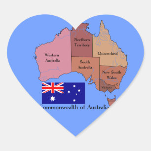 Flag and Map of Australia Heart Sticker