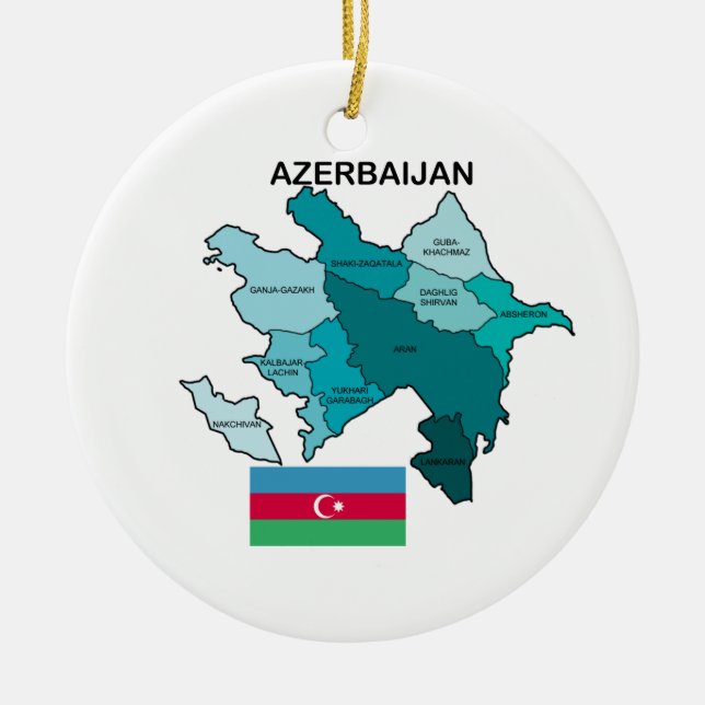 Flag and Map of Azerbaijan Ceramic Ornament (Front)