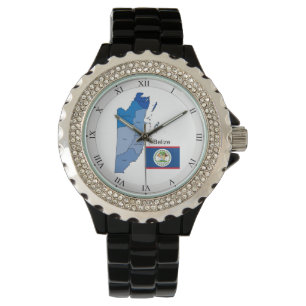 Flag and Map of Belize Watch
