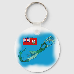 Flag and Map of Bermuda Keychain