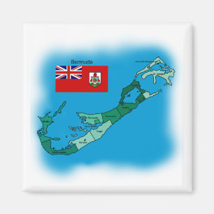 Flag and Map of Bermuda Magnet