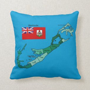 Flag and Map of Bermuda Throw Pillow
