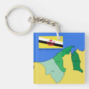 Flag and Map of Brunei Keychain