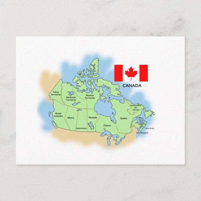 Flag and Map of Canada Postcard (Front)